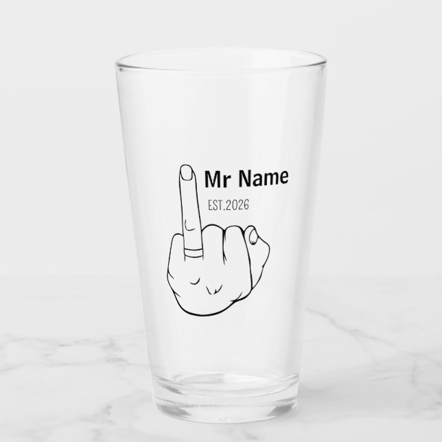 Copo De Pint Mr Newly Wed Personalised Engagement Ring Finger  (Frente)