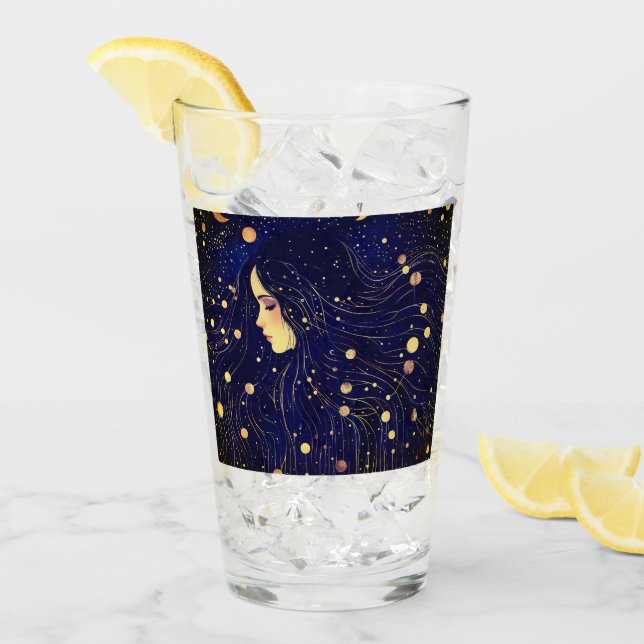 Copo De Pint Mulher Celestial Deusa do Céu Lua Estrelas (Gelo frontal)
