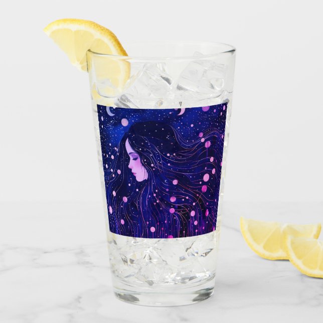 Copo De Pint Mulher Celestial Deusa do Céu Lua Estrelas (Gelo frontal)