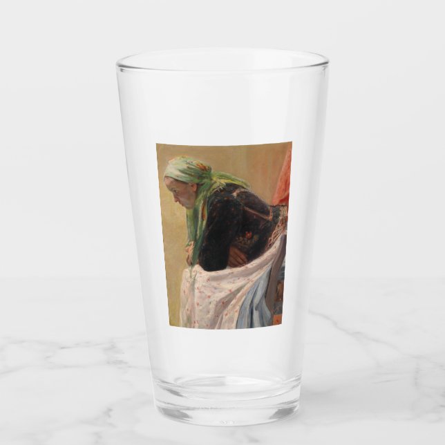 Copo De Pint Mulher em Profundo Pensamento (por Oleksa Novakivs (Frente)