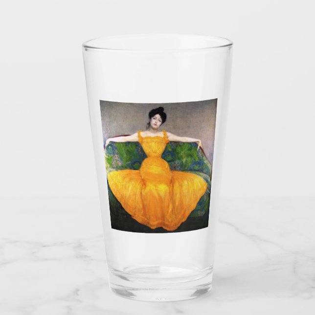 Copo De Pint Mulher em vestido amarelo (por Max Kurzweil) (Frente)