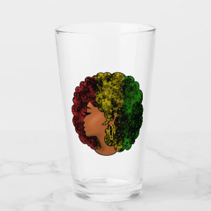 Copo De Pint Mulher negra rasta afro vermelho amarelo verde