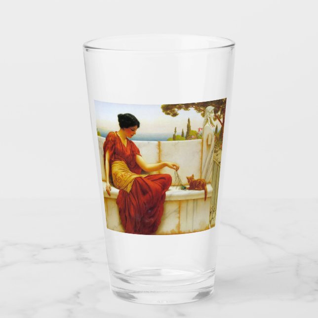 Copo De Pint Mulher Romana Brincando com seu Gato Favorito (Frente)