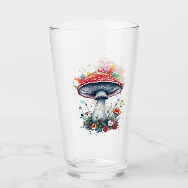 Copo De Pint Mushroom Flowers Woodland Colorful Splash  (Frente)