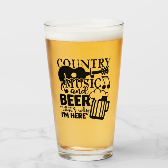 Copo De Pint Música country e cerveja é por isso que estou aqui (Frente (Preenchido))
