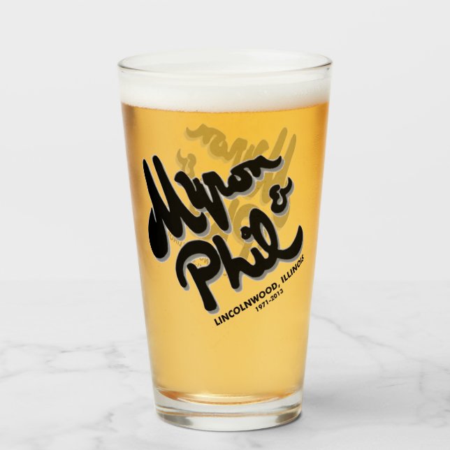 Copo De Pint Myron e Phil's Steak House, Lincolnwood, IL (Frente (Preenchido))