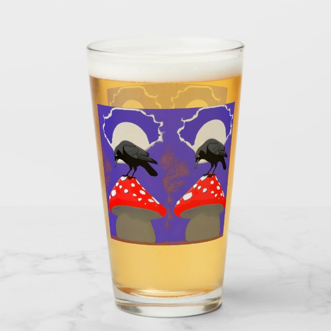 Copo De Pint 🍺 Mystical Raven Pint Glass (Traseira (Preenchido))