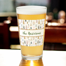 Copo De Pint Name, Whimsical Winter Trees Pattern Pint Beer
