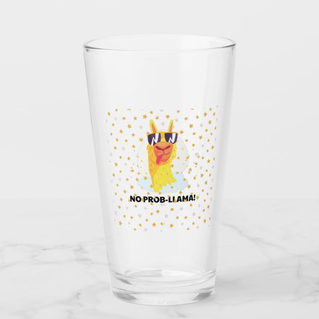 Copo De Pint Não-Prob-Llama Engraçado Llama com Estrelas (Frente)