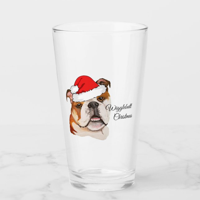 Copo De Pint Natal Brown Art English Bulldog Wigglebutt (Frente)