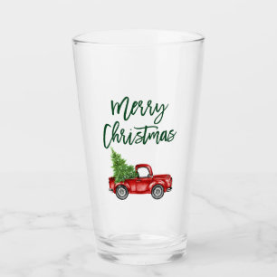 Copo De Pint Natal do Caminhão Vermelho do Escovo Verde