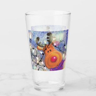 Copo De Pint Natal Gift Happy Reindeer Glass