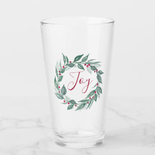 Copo De Pint Natal Greenery Wreath Red Berries Joy