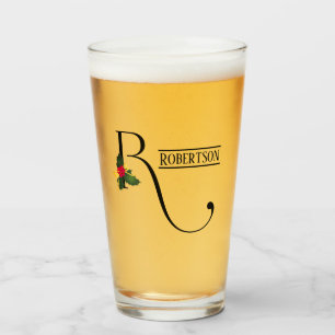 Copo De Pint Natal Holly Monogramas R Cerveja Personalizada