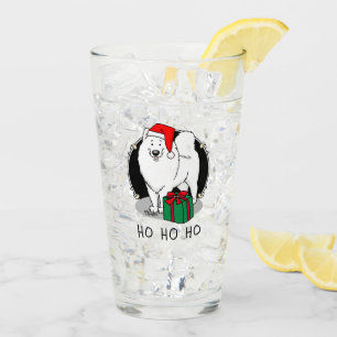 Copo De Pint Natal Papai Noel Samoyed Dog Engraçado