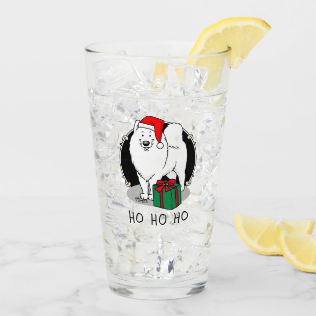 Copo De Pint Natal Papai Noel Samoyed Dog Engraçado (Gelo traseiro)