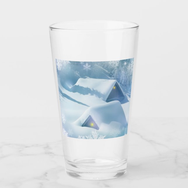 Copo De Pint Neve derramada no telhado de uma floresta (Frente)