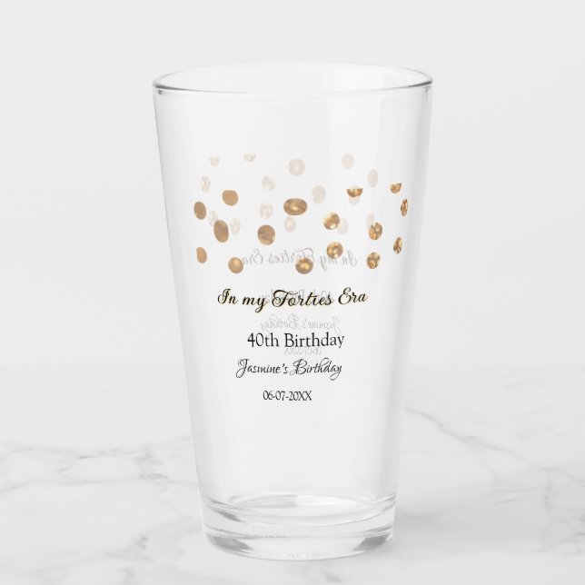 Copo De Pint No meu aniversário de 40, ouro pontos feliz (Frente)