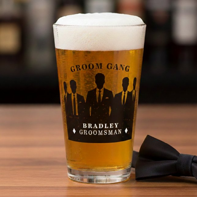 Copo De Pint Noivos Homens de Terno Despedida de Solteiro Padri (Groom Gang Men in Suits Bachelor Party Groomsman Glass
)