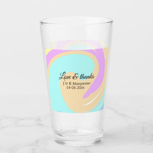 Copo De Pint Nome colorido do casamento de mármore com amor e o