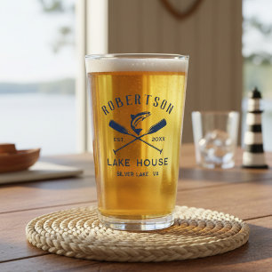 Copo De Pint Nome da Família Lake House - Oars Cruzados