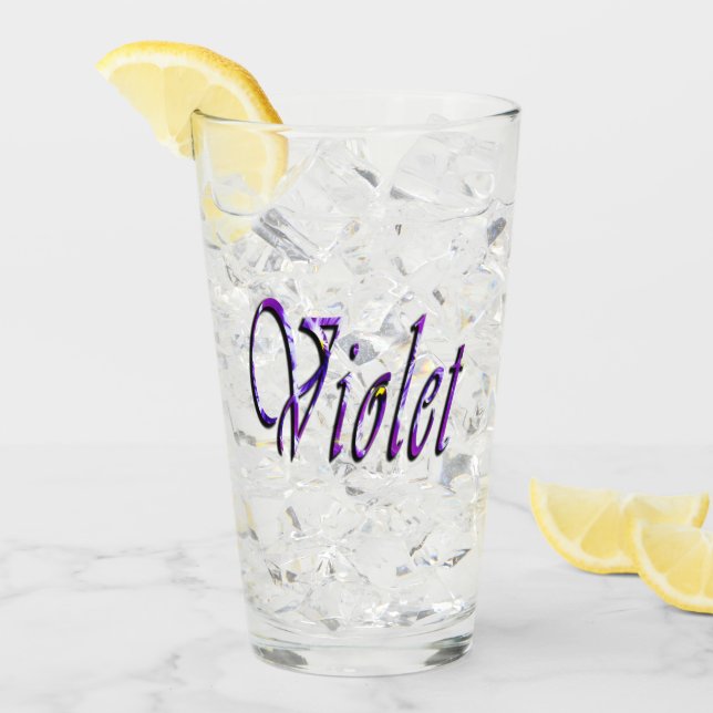 Copo De Pint Nome Da Violeta Floral Roxa, (Gelo frontal)