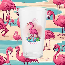 Copo De Pint nome de adição pink flamingo
