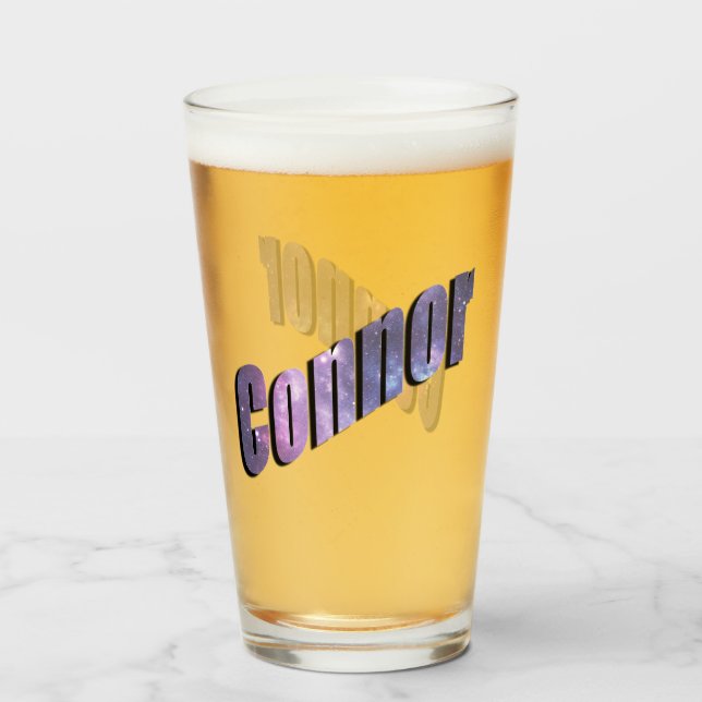 Copo De Pint Nome do Connor Nebula Azul, (Frente (Preenchido))