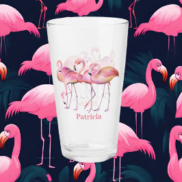 Copo De Pint nome do flamingo, rosa-fofo, praia Glass