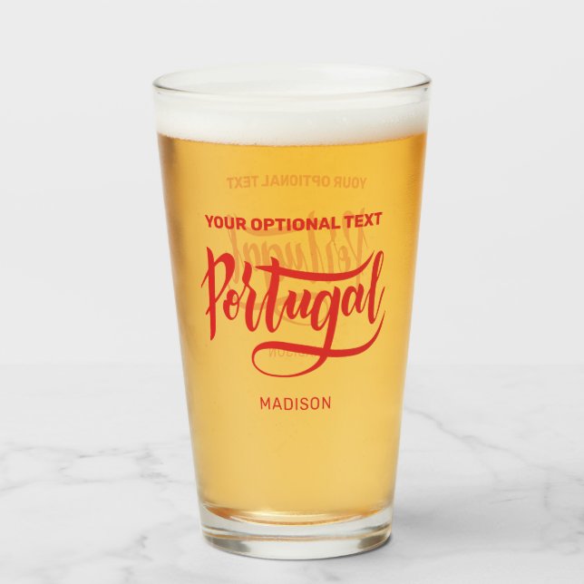Copo De Pint Nome e texto personalizados Portugal (Traseira (Preenchido))