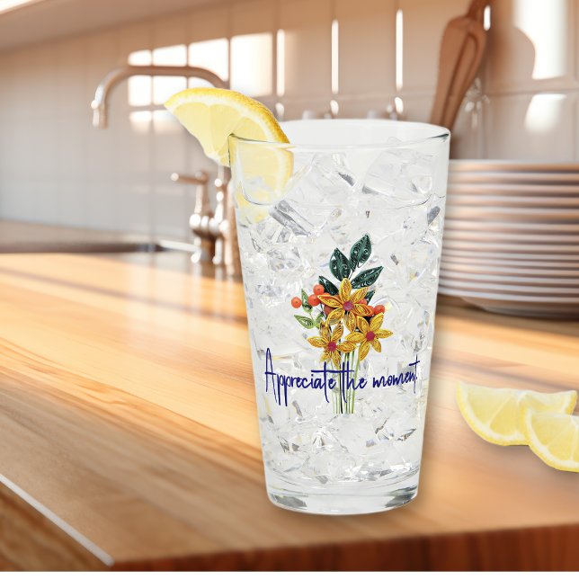 Copo De Pint Nome Elegante Cotação Papel Enfileirado Flores 16o (Criador carregado)