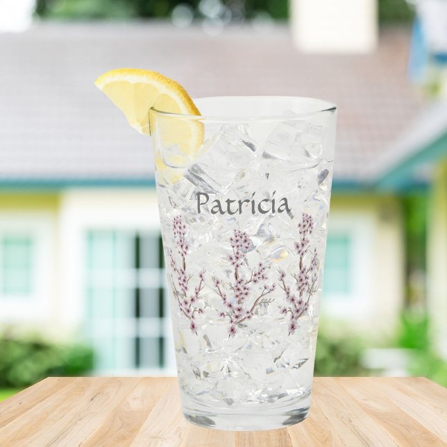 Copo De Pint Nome Personalizado Blossomas de Cereja Elegantes R (Criador carregado)