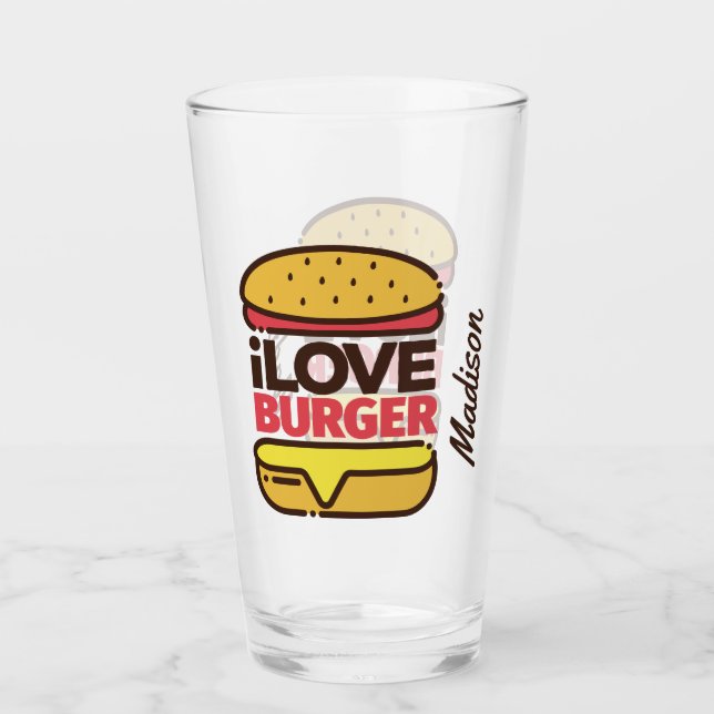 Copo De Pint Nome personalizado Burger Lover Pint glass (Frente)