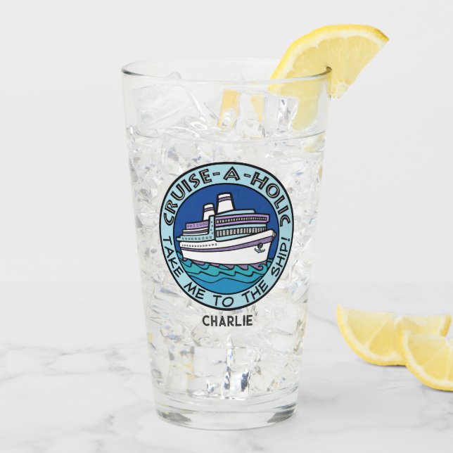 Copo De Pint Nome personalizado Cruise-A-Holic (Gelo traseiro)