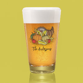 Copo De Pint Nome Personalizado da Família de Feriados de outon