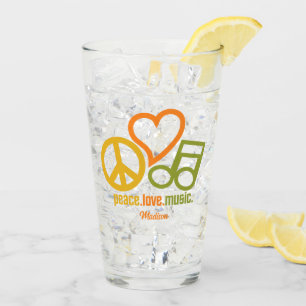 Copo De Pint Nome personalizado da Música Peace Love