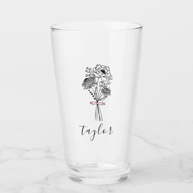 Copo De Pint Nome Personalizado de Flor Selvagem (Frente)