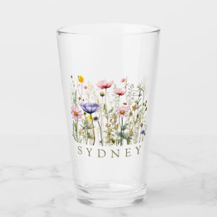Copo De Pint Nome Personalizado de Flor Selvagem