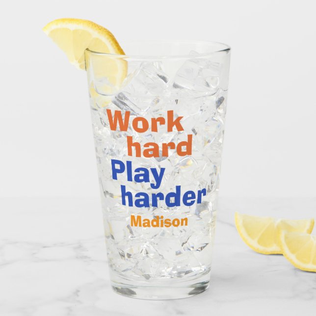 Copo De Pint Nome personalizado de trabalho versus reprodução (Gelo frontal)