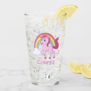 Copo De Pint Nome Personalizado do Unicórnio Rosa do Arco-Íris