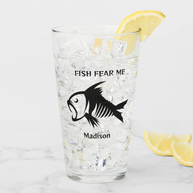 Copo De Pint Nome Personalizado e Peixe de Texto (Gelo traseiro)