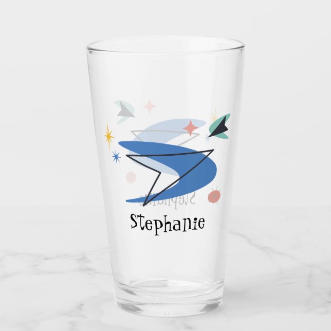 Copo De Pint Nome Personalizado Meados do Século Moderno 50 (Frente)