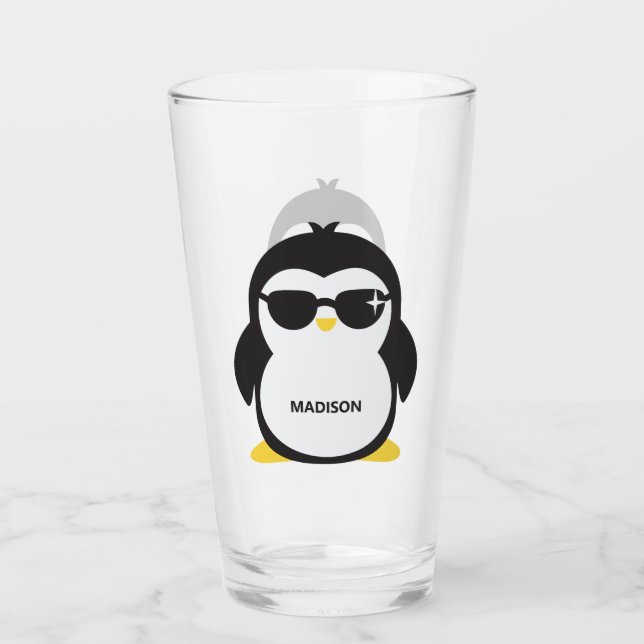 Copo De Pint Nome personalizado Pinguim-vidro (Frente)