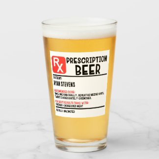 Copo De Pint Nome Personalizado Prescrição Cerveja Engraçado Hu