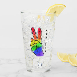 Copo De Pint Nome personalizado Rainbow Peace Pint glass