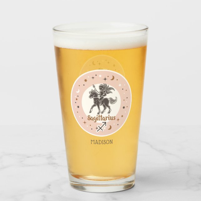 Copo De Pint Nome Personalizado Sinal Zodiac Sagittarius (Traseira (Preenchido))