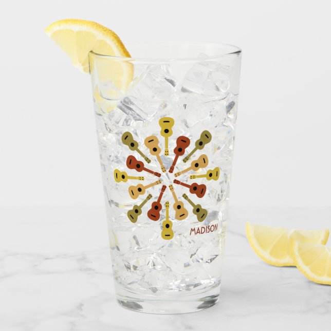 Copo De Pint Nome personalizado UKULELE (Gelo frontal)