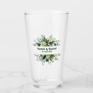 Copo De Pint Nome Personalizado Vidro de Café floral moderno