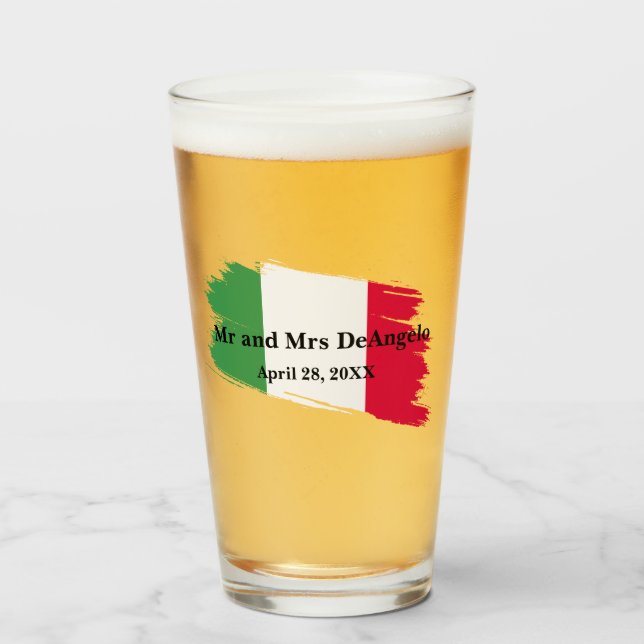Copo De Pint Nome Sobrenome De Casamento Italiano Nome Sinaliza (Frente (Preenchido))