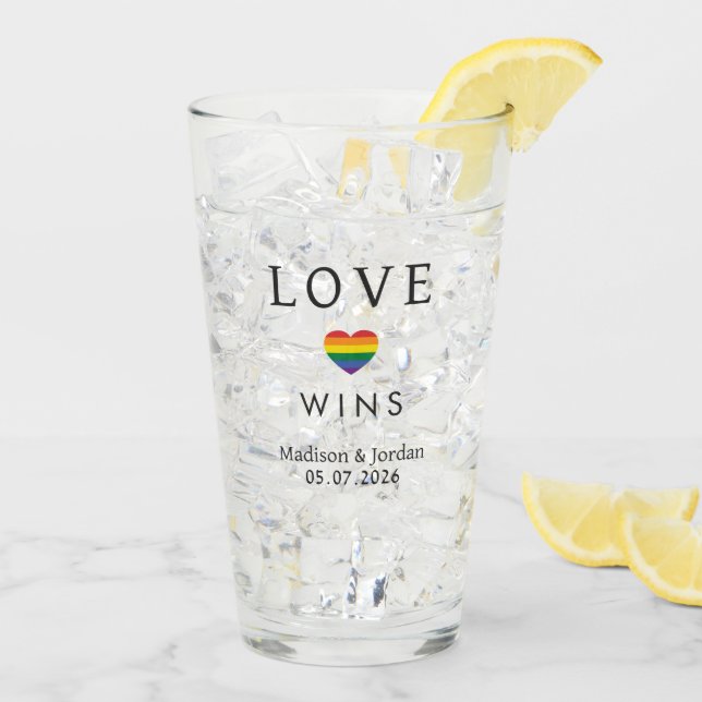 Copo De Pint Nomes Personalizados / Texto Arco-íris AMOR (Gelo traseiro)